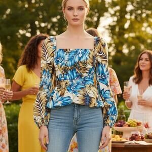 Autumn Adeigbo Catira Blouse 2 Blue NEW